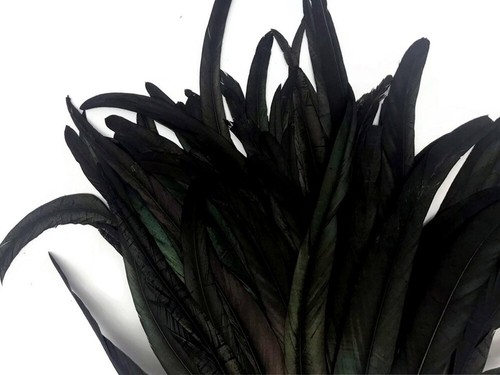2.5 Inch Strip - Natural Black Half Bronze Coque Tail Strung Rooster Feathers - Picture 3 of 6