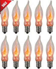 Flicker Flame Light Bulbs Nickel Plated Base Candle Bulbs 3 Watt Country Style