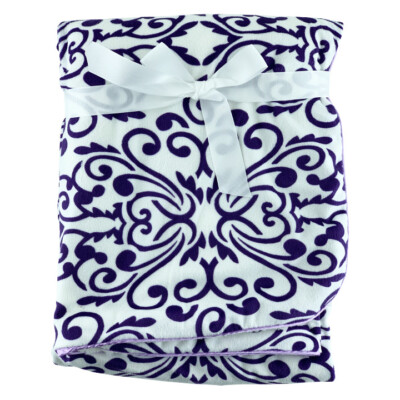 Baby Junge Fleece Neugeborene + Decke | 75x100cm | Kinderwagen, Wiege, Moses | Lila Wirbel