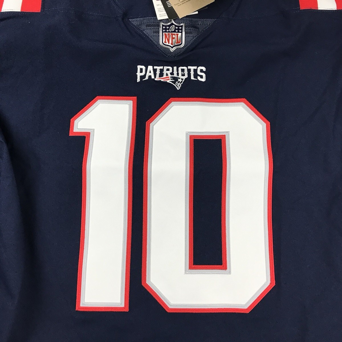 Nike New England Patriots Jersey Mens 44 Large Blue Jones 10