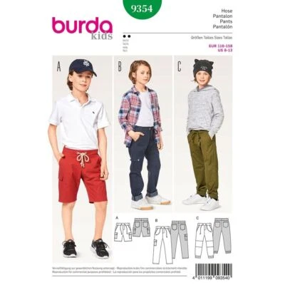 BURDA KIDS 9354 Unisex Jogginghose Schnittmuster Alter 6-13 Einfach - Bild 1 von 4