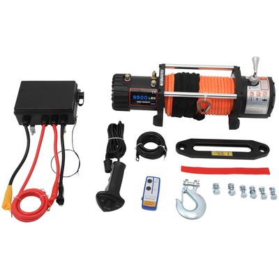 For Jeep Wrangler 12V 9500LBS Electric Winch Tow Trailer Synthetic Rope Off Road