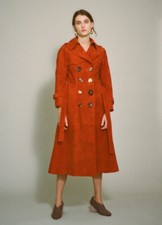 Rejina Pyo Kirsten Coat In Orange Corduroy (rrp£690) Uk6/xs-s
