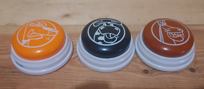 LOT OF 3 LEARNING RESOURCES BUTTONS (COW, DOG & HORSE SOUNDS)(3-1/2  DIA.)