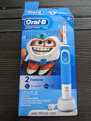Oral-B Kid's Rechargeable Toothbrush Ages 3+ Soft Bristles Sensitive Mode