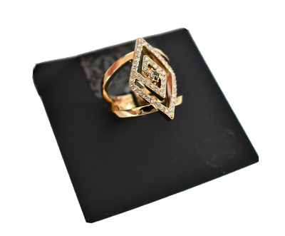 NEW Auth KARL LAGERFELD CONCENTRIC SWAROVSKI Crystal Ring 52 US-6
