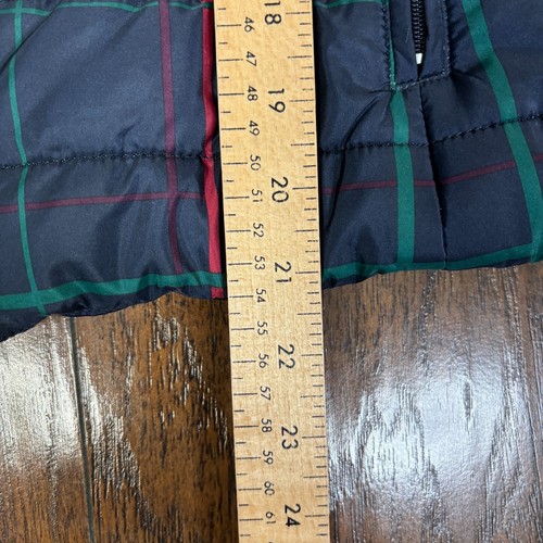 LOFT Quilted Puffer Vest Medium Navy Blue Plaid Full-Zip Pockets Women's - Bild 10 von 12