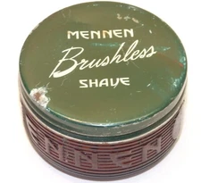 Vtg MENNEN Amber Brown Glass 6 oz Jar Raised Letters w/ Lid Brushless Shave