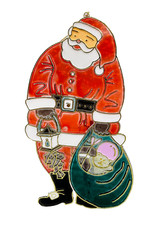 Vintage Santa Claus Suncatcher Plastic Stained Glass Ornament Large Window