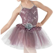 WEISSMAN Danube Waltz 7585 Purple/Gray GLITTER LACE TUTU DRESS XSC XS CHILD