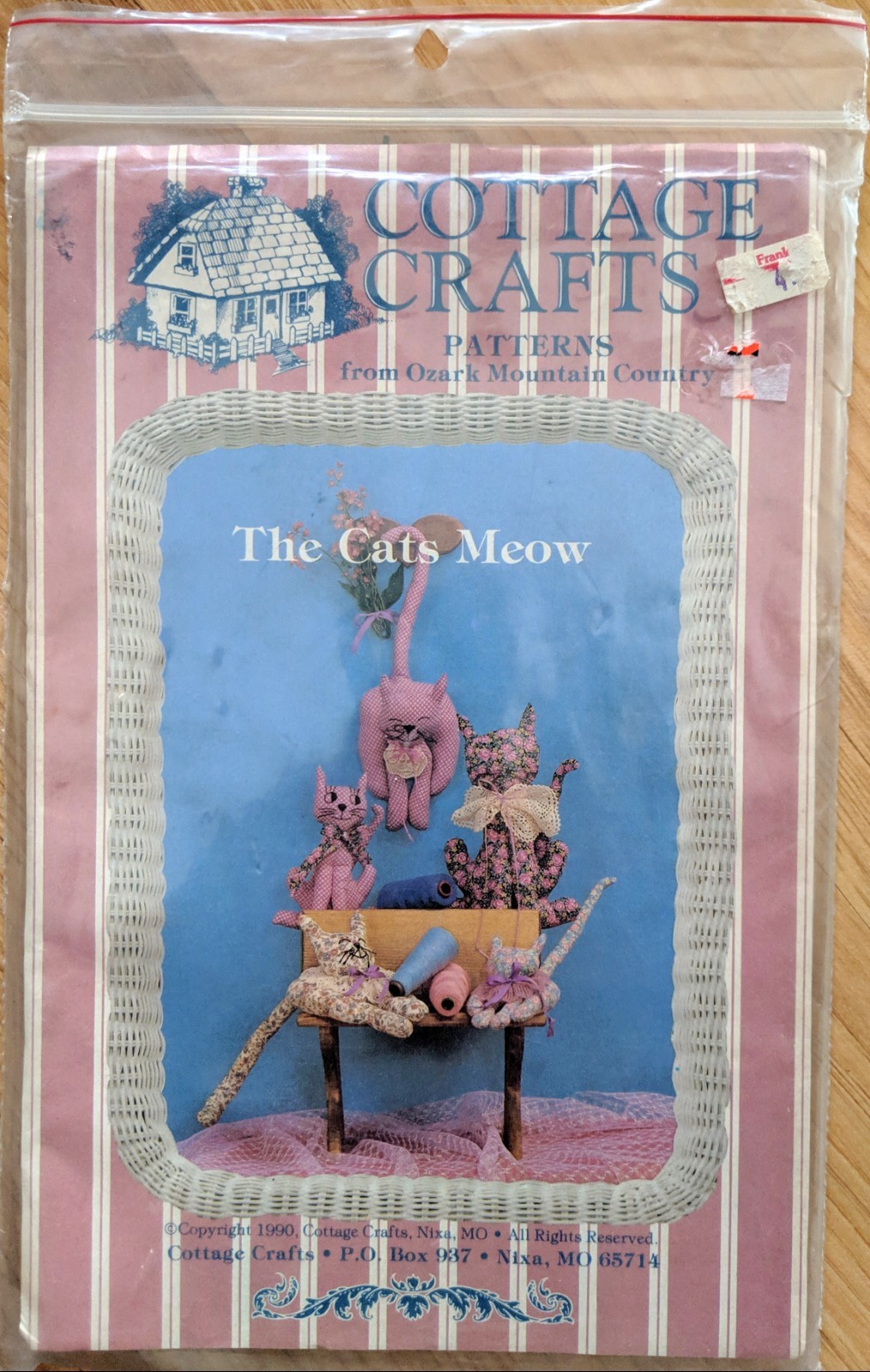 The Cat's Meow Stuffed Animal Doll Cottage Crafts Ozark Mountain Patterns # 222