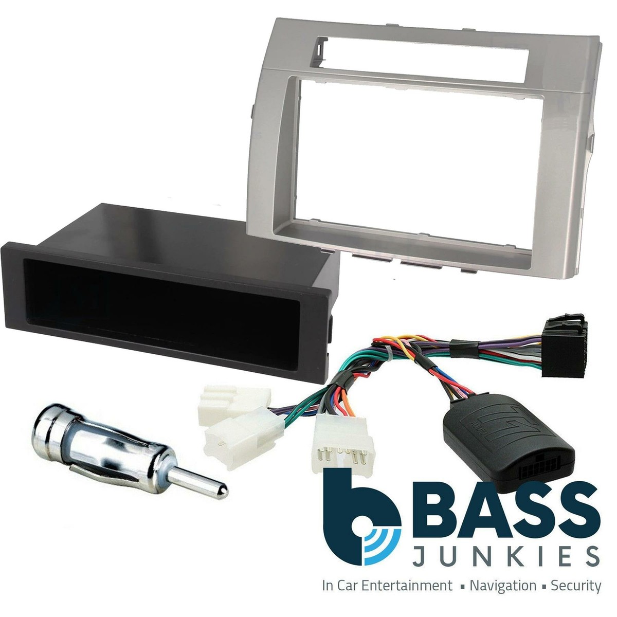 Sound-way Single DIN Double DIN Car Radio Frame Installation Kit, 1 DIN /2 DIN Front Panel Frame, ISO Connector Cable, Antenna Adapter, Compatible with Toyota Corolla Verso 2004-2009