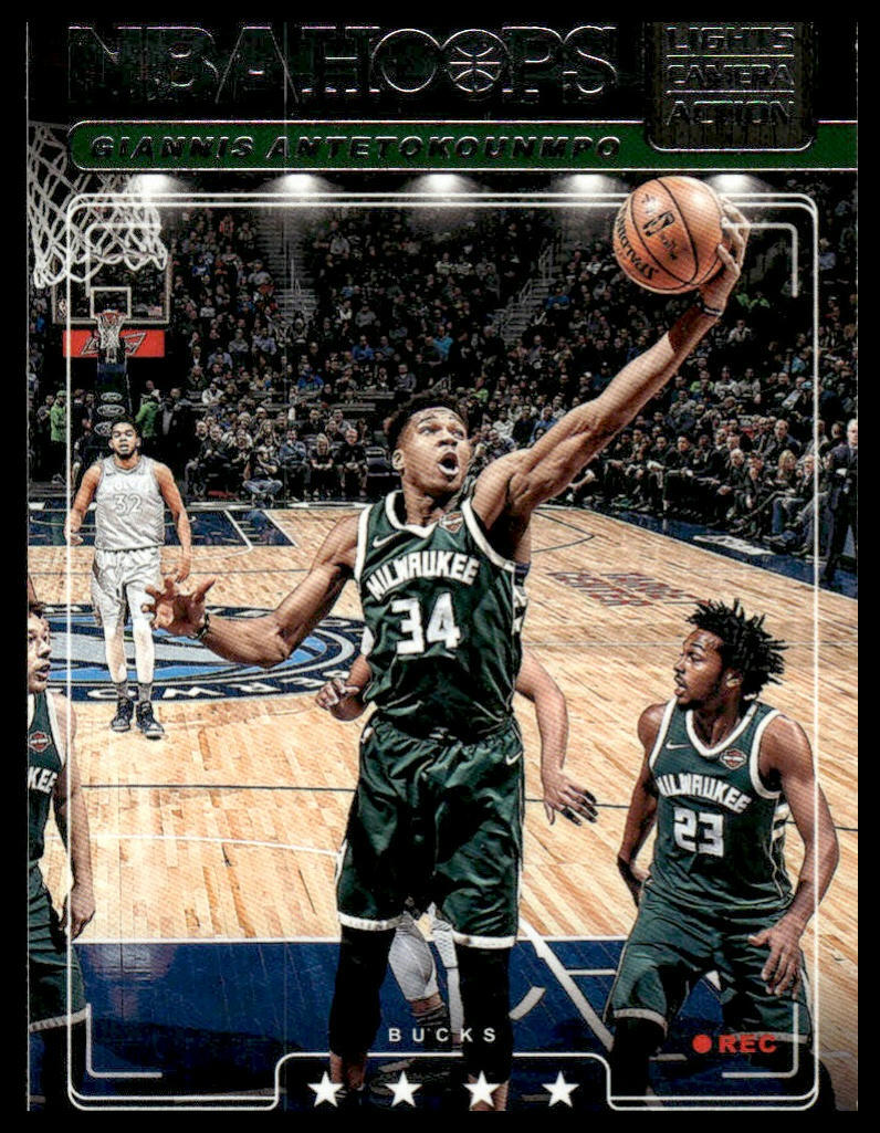 2018-19 Hoops #LCA-4 Giannis Antetokounmpo Lights Camera Action Milwaukee Bucks