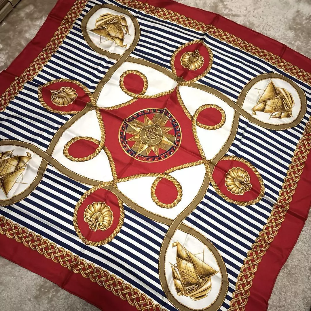 Authentique foulard Christian Dior rayures motif yacht 88 x 88 cm 100% soie femme