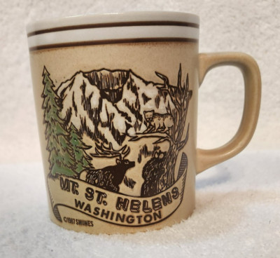 Vintage Mt. St. Helens Mug Washington State Eruption Description Embossed 1987