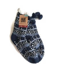 MUK LUKS Cabin Socks Womens L/XL Shoe Size 8/10 Blue White Black Warm and Cozy