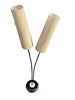 Lampe Sur Pied Designer Mid-Century – Années 50/60, Laiton, Abat-jour, Multicolore