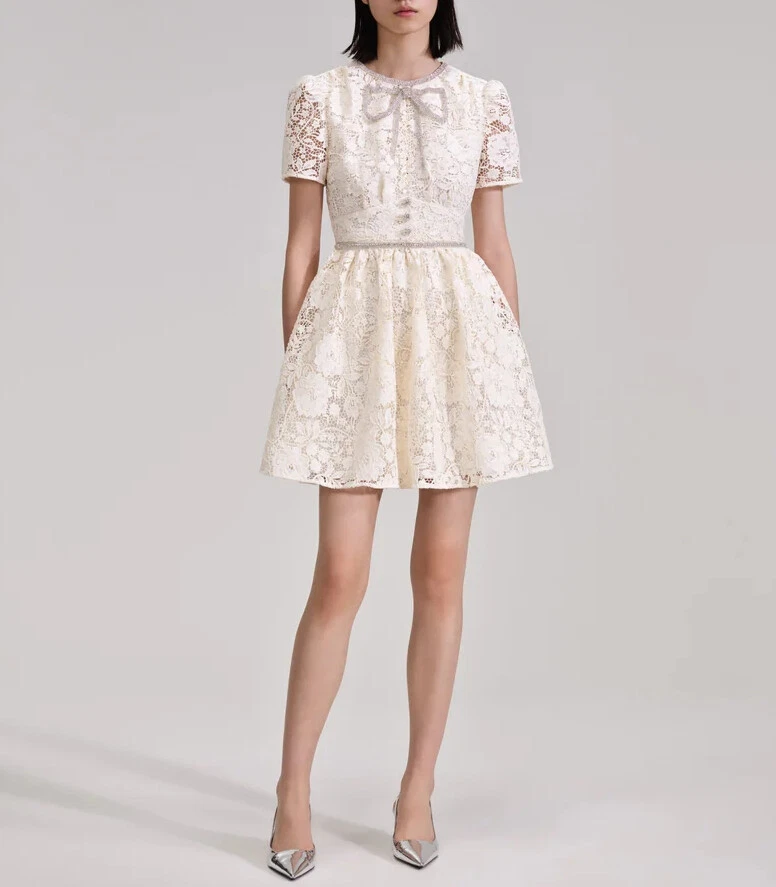 Women's SP Bow Neck Lace Short Sleeve Short Mini Dress | eBay Women's SP Bow Neck Lace Short Sleeve Short Mini Dress | eBay