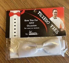 New White Unisex Adult White Satin Costume Bow Tie One Size