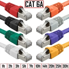 1/3/5/10/20/25/30FT CAT6A Ethernet Cable LAN Network Internet Patch Cord RJ45