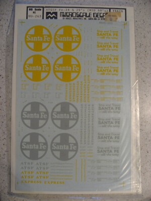 Microscale Decals HO 87-263 AT&SF Fe-24 & 29's (Mid 60's) Boxcars Decal Sheet