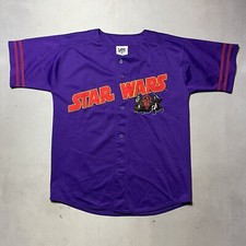Star Wars Vintage Lee Sport Mens Baseball Jersey Darth Maul Qui-Gon Obi-Wan M