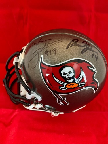 BRAD JOHNSON & KEYSHAWN JOHNSON SIGNED TAMPA BAY BUCCANEERS MINI HELMET RARE COA - Picture 2 of 3
