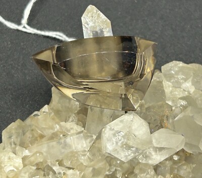 Solid Smokey Quartz Crystal Ring Brazil Size 9 1/4