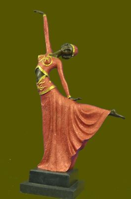 Signed Chiparus Elegant Dancer Extend her Legs Apart Bronze Sculpture Figurine