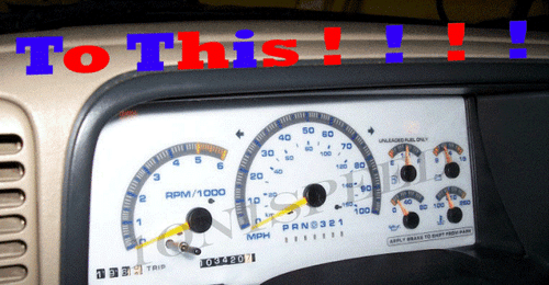 Fits 95 96 97 Toyota Tacoma w No RPM White Face Glow Through Cluster Gauges Red - Picture 3 of 7