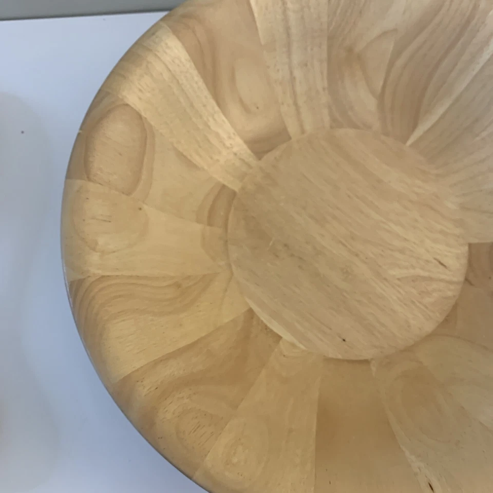 "Juego de 3 tazones para servir ensalada de madera grande Dansk rubia danesa moderna 14,25""" Foto 2 de 4