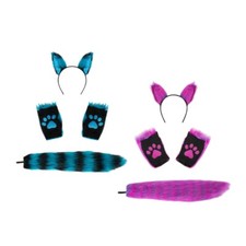 Plush Animal Ear Headband, Glove, Animal Tail, Halloween Animal Costume