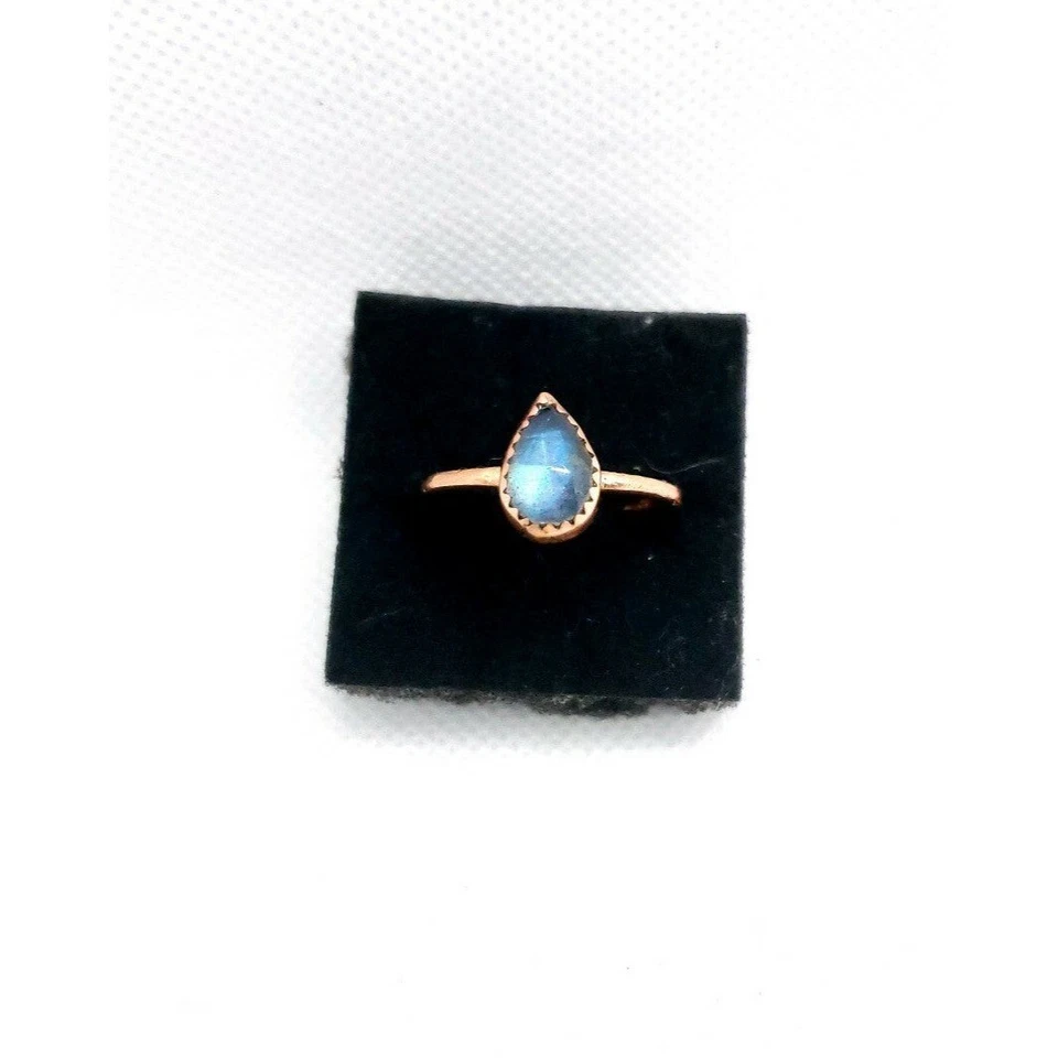 Labradorite crystal ring copper metalwork Genuine Natural pear shaped Labradorit - Image 3 of 4