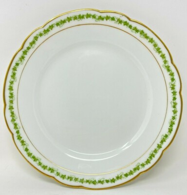VINTAGE J.P.L. LIMOGES FRANCE J. POUYAT BREAD & BUTTER PLATE  IVY W/GOLD TRIM