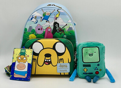 Loungefly Adventure Time Characters Mini Backpack, BMO Coin Purse & Lanyard Set
