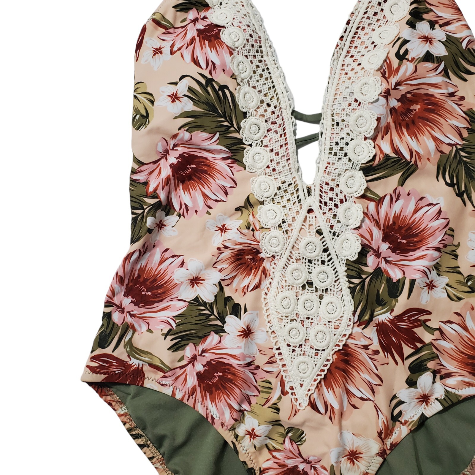 Kona Sol Target One Piece Swimsuit Green Pink Crochet… Gem