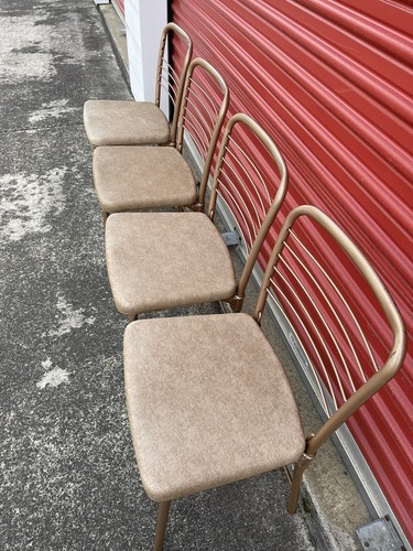 Vintage MCM Mid Century Modern SET OF 4 Cosco Folding Chair Gatefold Gold 1955 - Picture 5 of 10