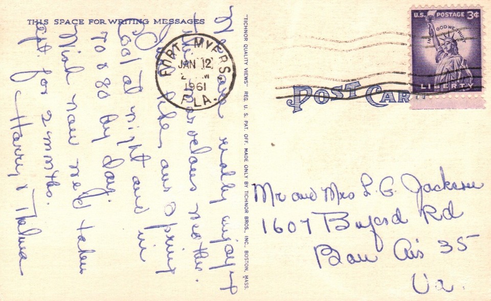 Postcard FL Fort Myers Great Banyan Tree Edison Winter Home 1961 Linen PC G2322 eBay