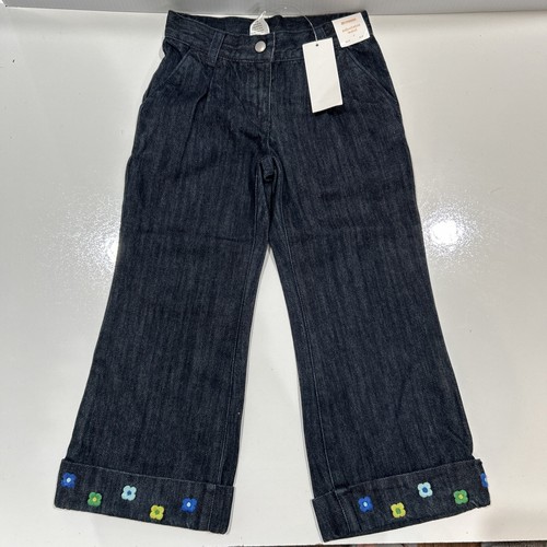 Gymboree Fashion Flower Girls 4 Jeans Denim Cuffed Pants - Picture 2 of 8