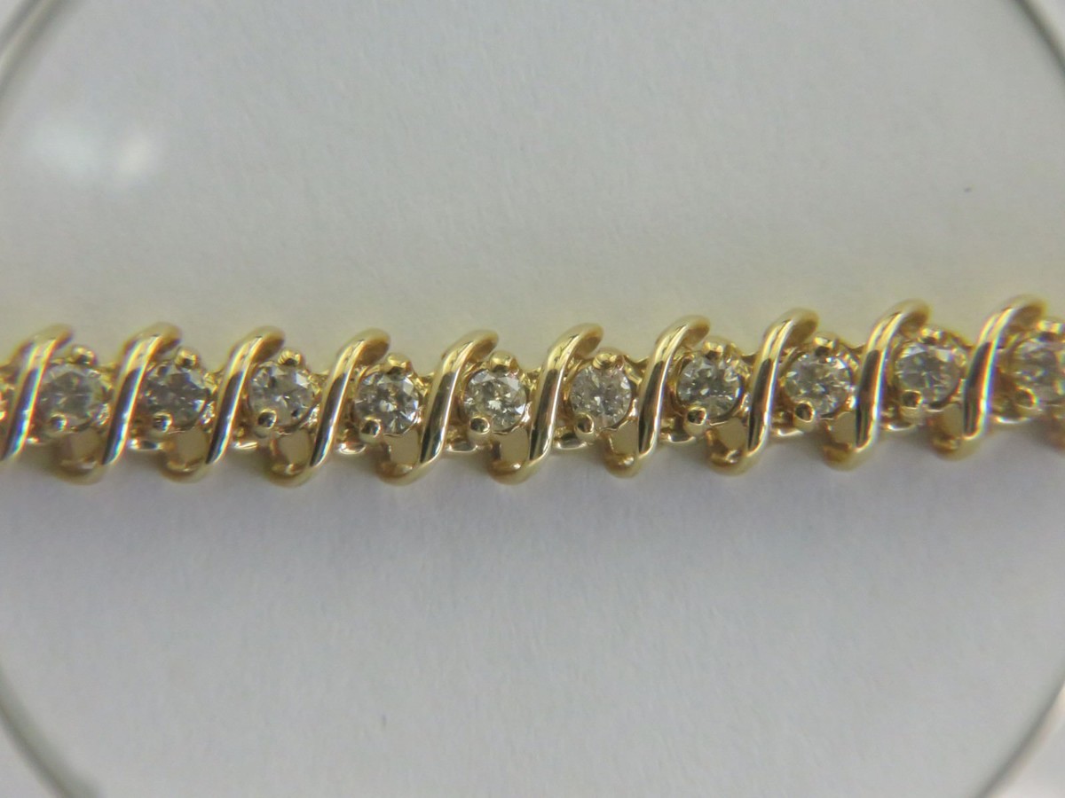 Diamond Tennis Bracelet 100% Natural 14K Yellow Gold