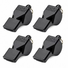 Fox 40 Classic Official 3-Chamber Pealess Whistle, Black (4-Pack)