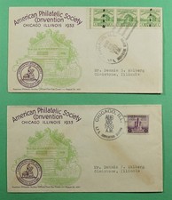 DR WHO 1933 (2) FDC CENTURY OF PROGRESS IMPERF APS CONV STA R90186