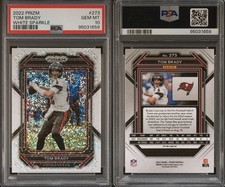2022 PRIZM TOM BRADY “GOAT” #273 WHITE SPARKLE PSA 10 SSP BUCCANEERS LOW POP