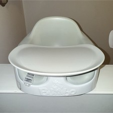 Bumbo Baby Booster Chair White with Tray for Dining  Feeding, Comfortable Seat