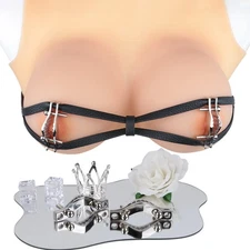 Chest Nipple Clamp Toy Breast Bondage Belt BDSM Wearable Bra Leather For Women