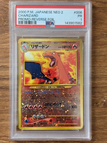 2000 Pokemon Japanese Neo 2 Promo PSA 1 Charizard Reverse Foil Holo #006