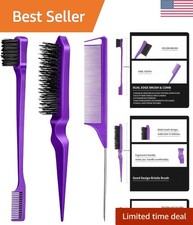 3 Pieces Hair Styling Comb Set Teasing Brush Rat Tail Comb Edge Brush for Edg...