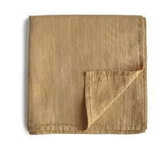 Mushie Extra Soft Muslin Swaddle - 47” x 47” - 100% Organic Cotton - Fall Yellow