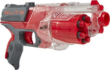 Elite Disrupter Blaster - 6-Dart Rotating Drum, Slam Fire, Translucent Red Amaz
