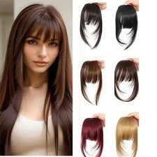 Wispy Clip In Bangs Synthetic Hair Extensions Dark Brown Sideburns Natural Look
